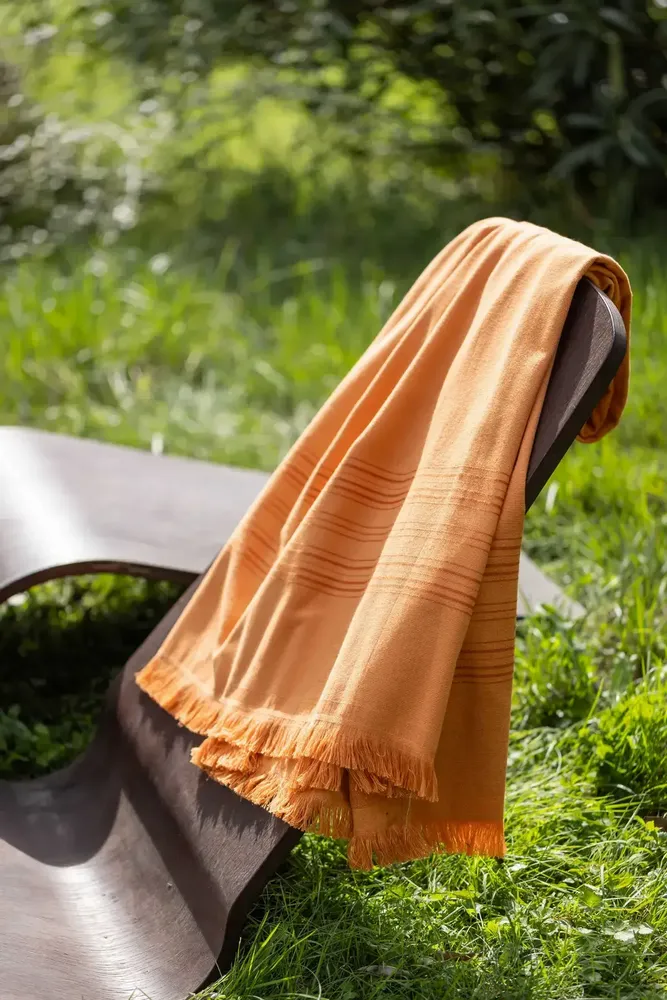 Linge de lit - Drap hammam Cancun Citrouille 90 x 180 - MAISON VIVARAISE - SDE VIVARAISE WINKLER