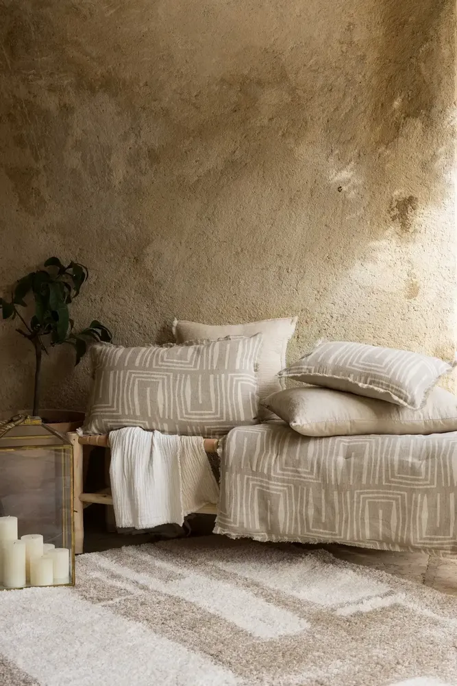 Cushions - Tina Printed Cushion Naturel 45 X 45 - MAISON VIVARAISE - SDE VIVARAISE WINKLER