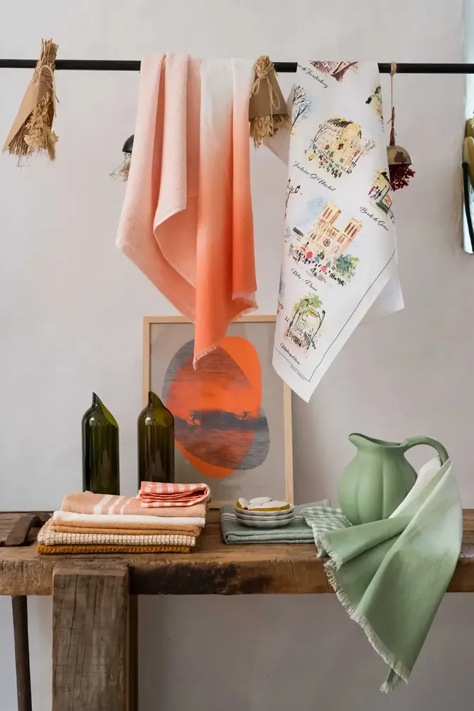 Dish towels - Recycled Tie&Dye Tea Towel Cactus 50 X 70 - MAISON VIVARAISE - SDE VIVARAISE WINKLER