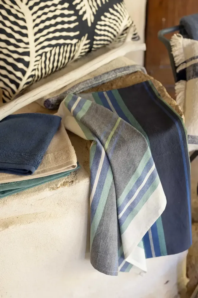 Dish towels - Yuna Recycled Dish Towel Marine/Naturel 50 X 70 - MAISON VIVARAISE - SDE VIVARAISE WINKLER