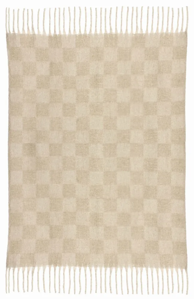 Throw blankets - Recycled Checkered Throw Isabel Nuage 130 X 160 - MAISON VIVARAISE - SDE VIVARAISE WINKLER