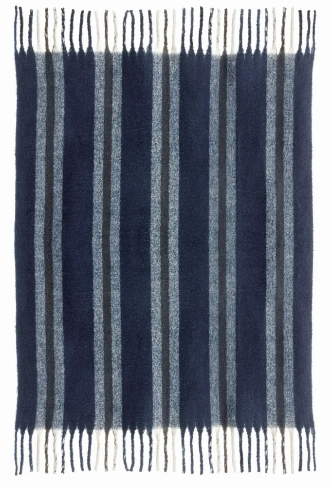 Throw blankets - Recycled Striped Plaid Isabel Marine 130 X 160 - MAISON VIVARAISE - SDE VIVARAISE WINKLER