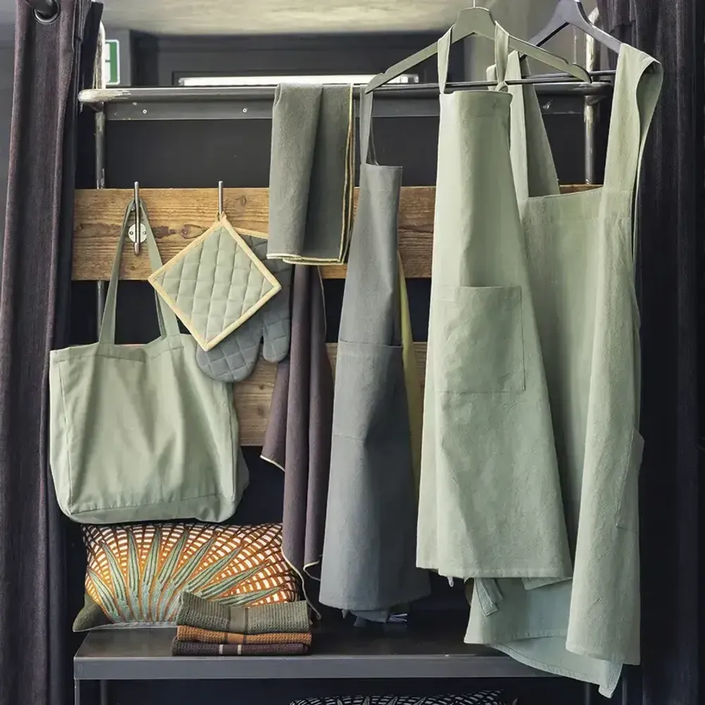 Maniques - Lot gant de cuisine/manique recyclé Grace Matcha 15 x 32 - MAISON VIVARAISE - SDE VIVARAISE WINKLER