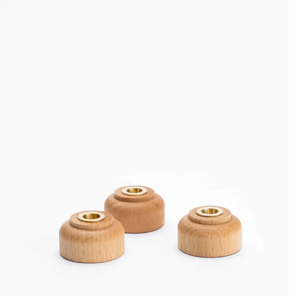 Objets de décoration - Bougeoir bois & laiton - MAISON PECHAVY