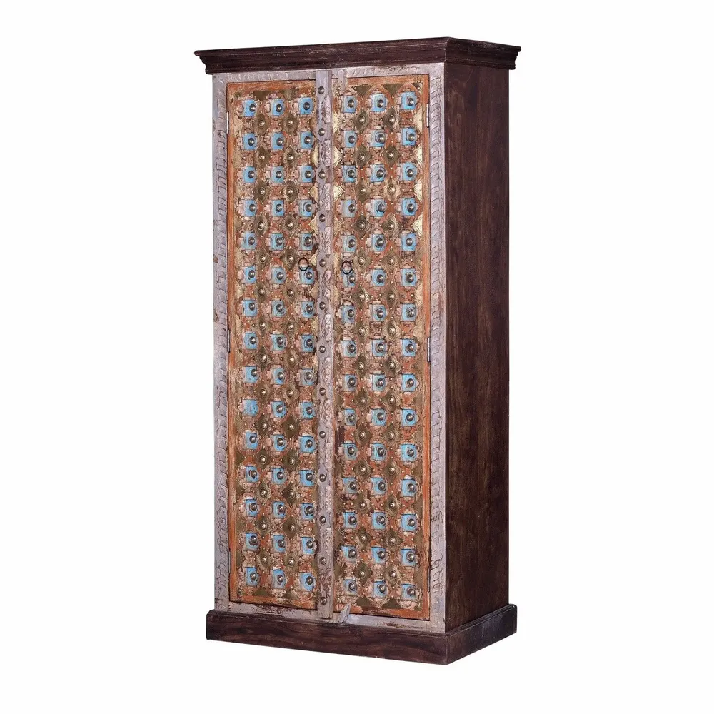 Wardrobe - Mango wood cabinet in walnut and aged gray - GINER Y COLOMER