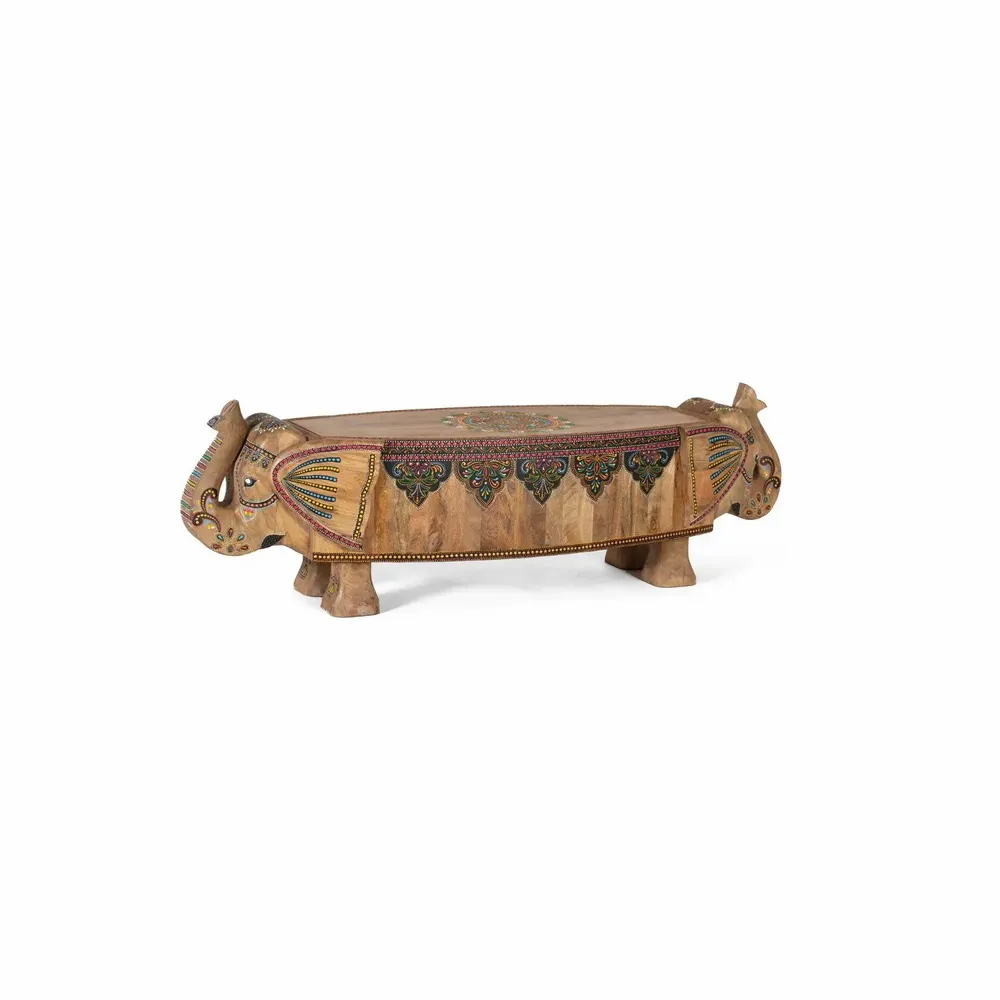 Wardrobe - Multi-colored hand-painted mango wood bench - GINER Y COLOMER