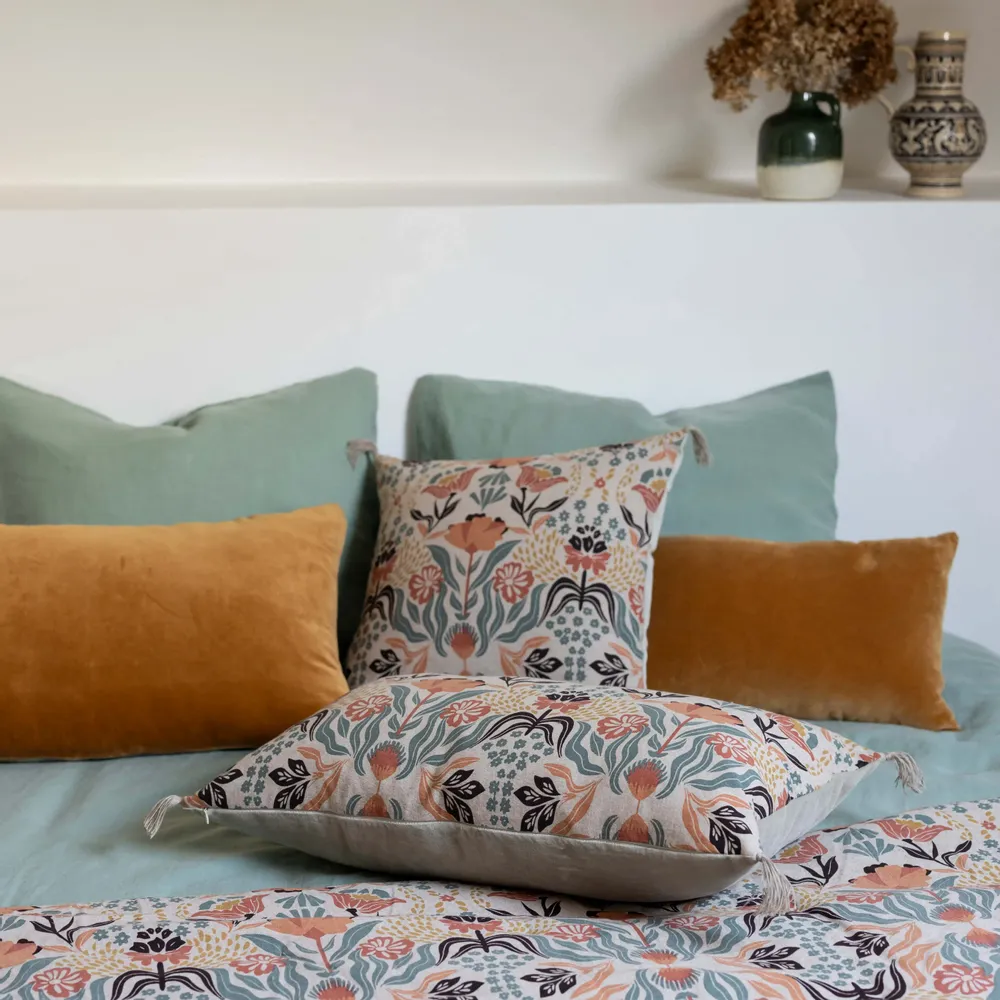 Cushions - Plain Cushion Elise Ocre 40 X 65 - MAISON VIVARAISE - SDE VIVARAISE WINKLER