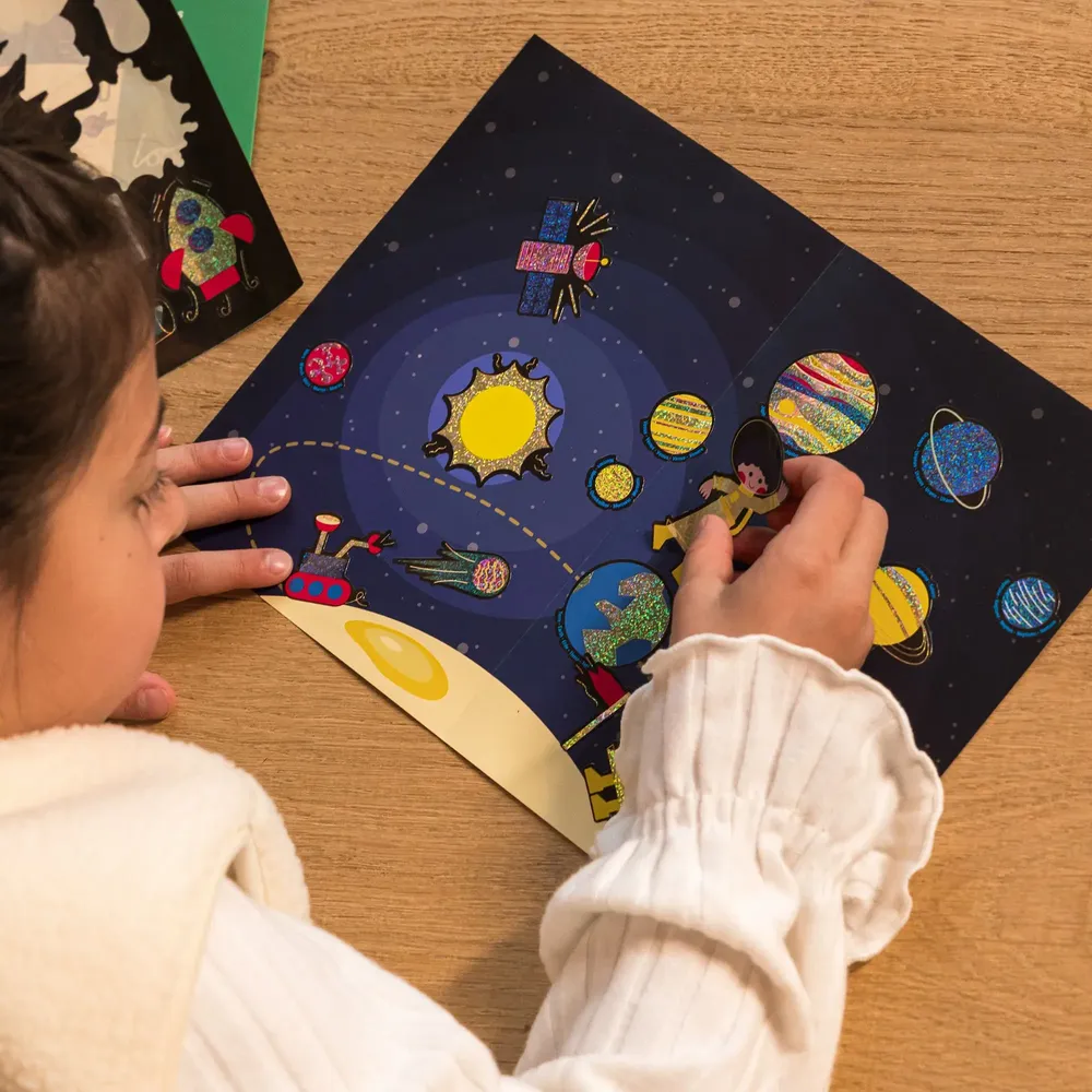 Children's arts and crafts - PAPER STICKERS - SPACE - LOOLIPO