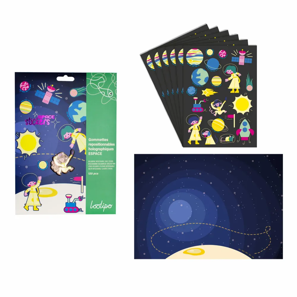 Children's arts and crafts - PAPER STICKERS - SPACE - LOOLIPO