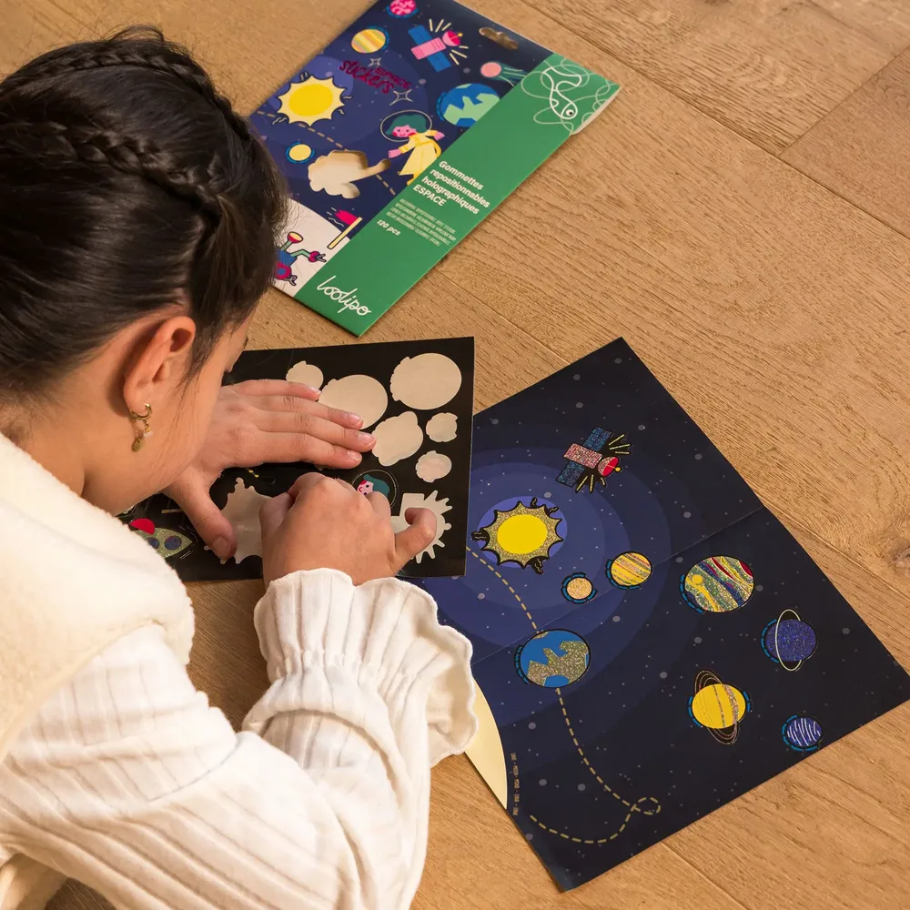 Children's arts and crafts - PAPER STICKERS - SPACE - LOOLIPO