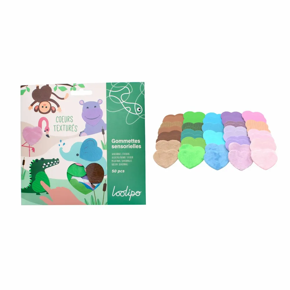 Children's arts and crafts - Textured sensory stickers - Hearts - LOOLIPO