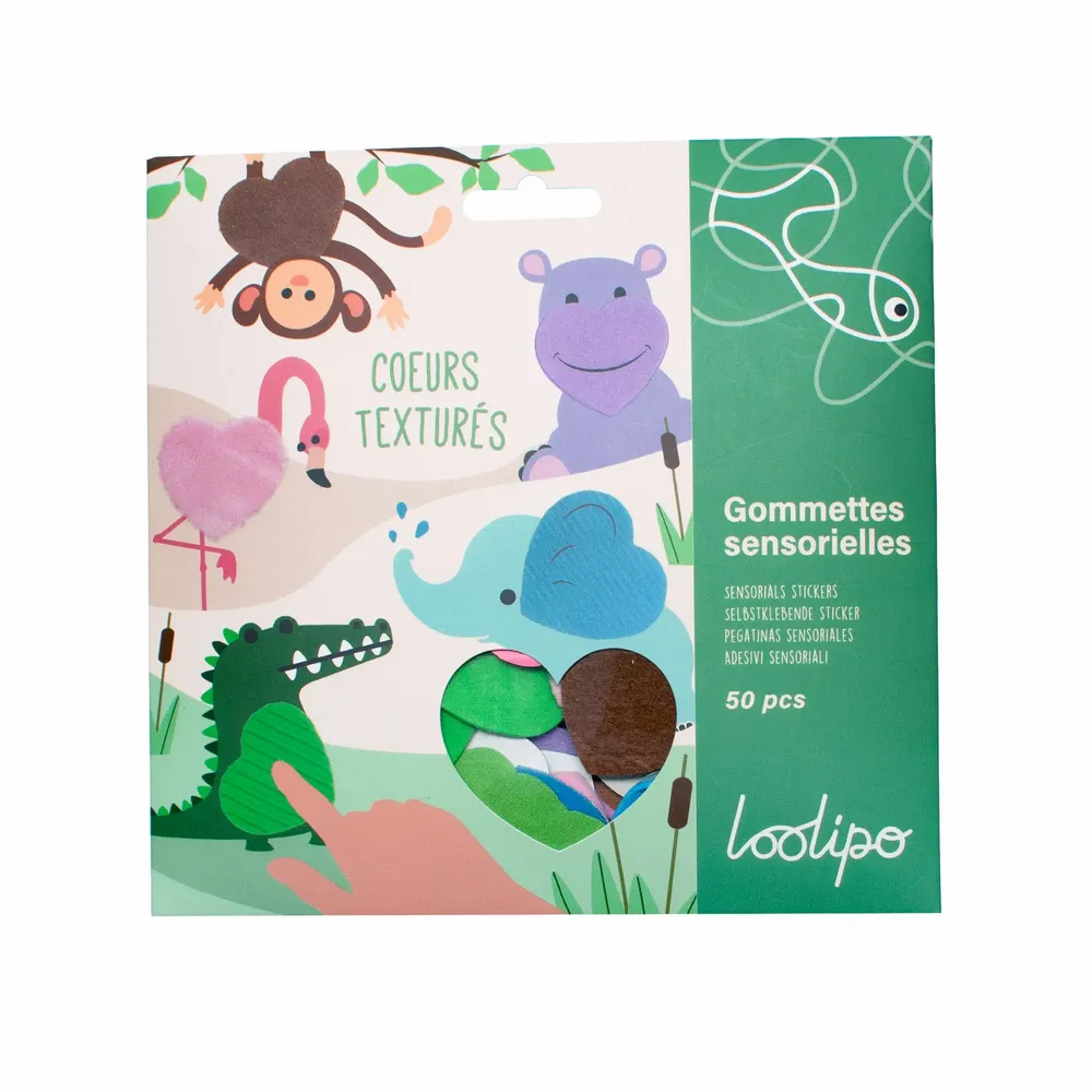 Children's arts and crafts - Textured sensory stickers - Hearts - LOOLIPO