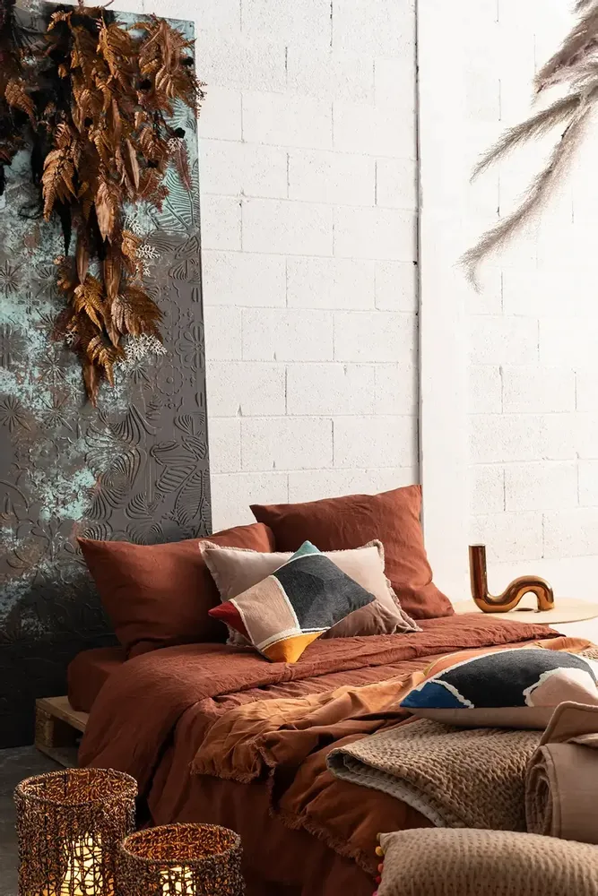 Throw blankets - Plain Fara Throw Caramel 135 X 200 - MAISON VIVARAISE - SDE VIVARAISE WINKLER