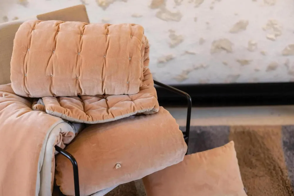 Linge de lit - Jeté uni Elise finition capiton Epice 240 x 260 - MAISON VIVARAISE - SDE VIVARAISE WINKLER