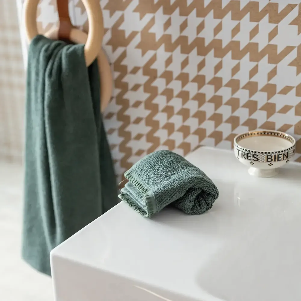 Serviettes de bain - Serviette invité Bora Fougère 30 x 50 - MAISON VIVARAISE - SDE VIVARAISE WINKLER