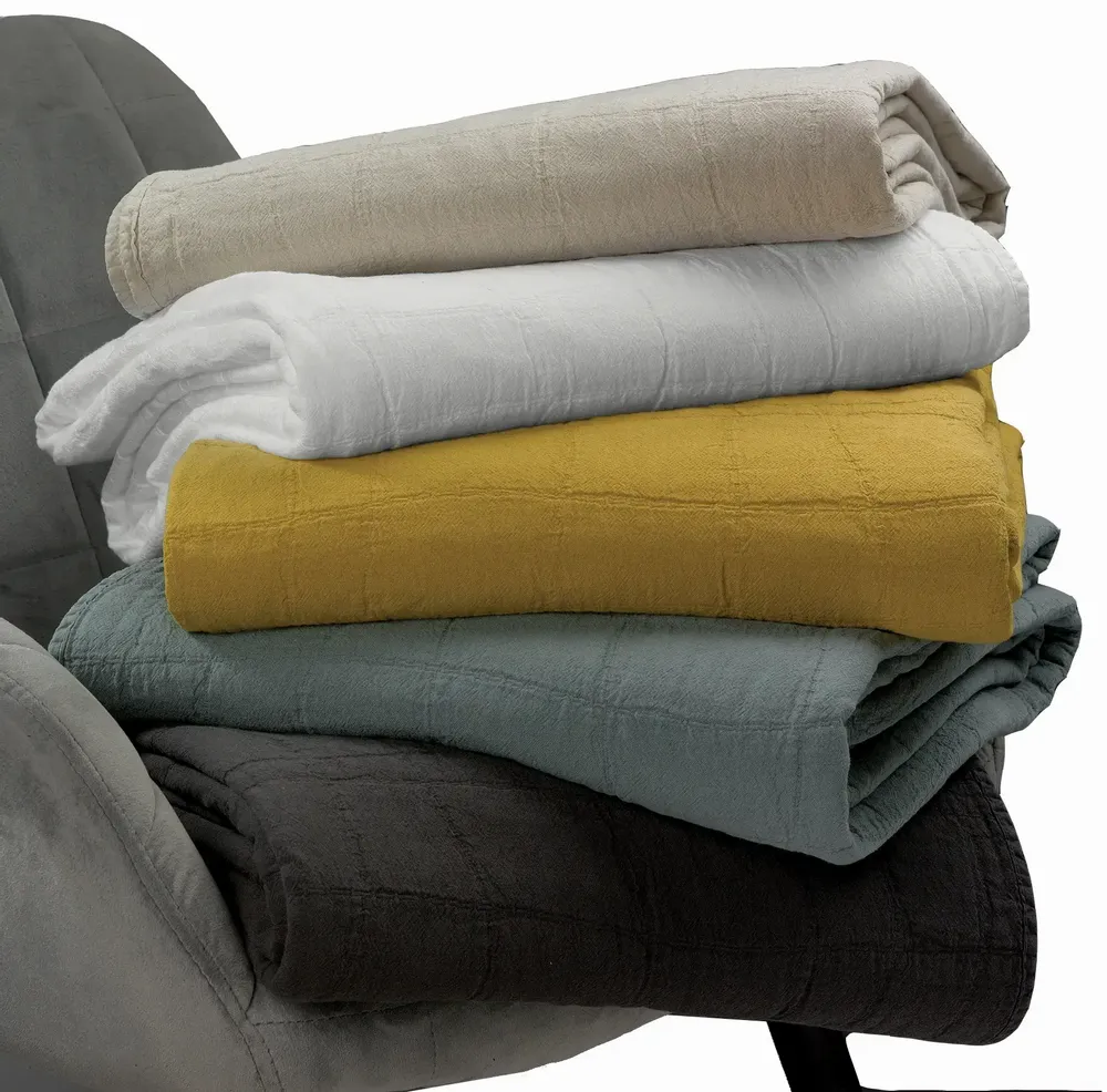 Bed linens - Recycled Bed Throw Titou Carbone 240 X 260 - MAISON VIVARAISE - SDE VIVARAISE WINKLER