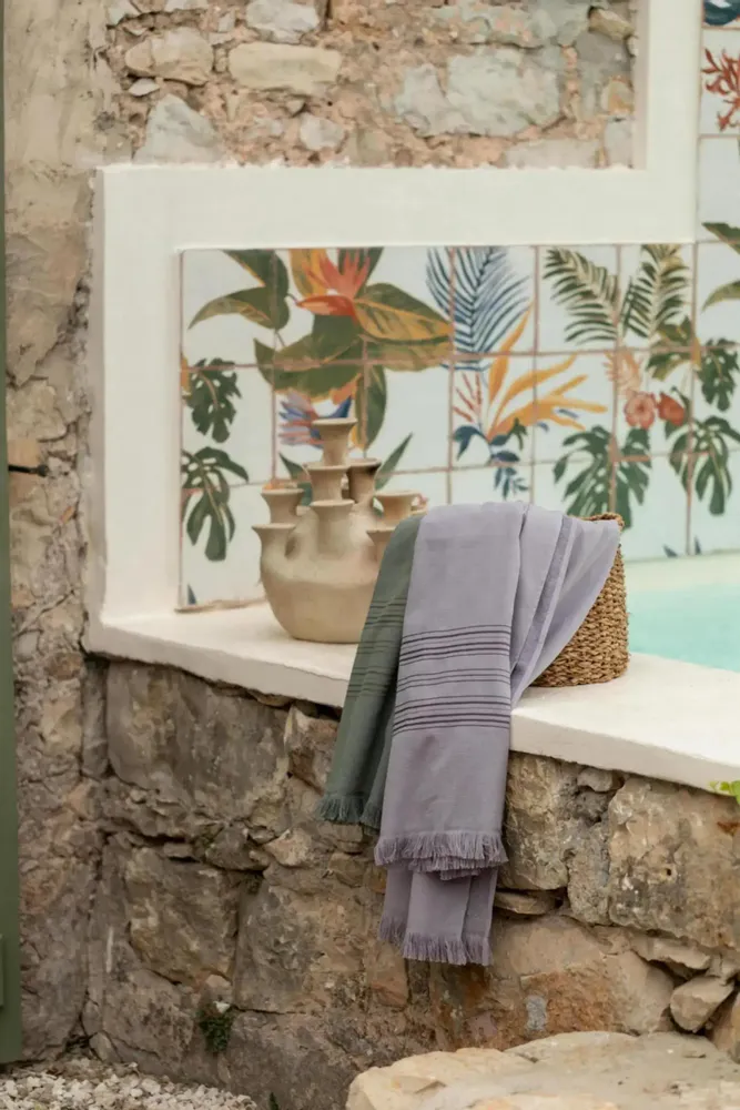 Bed linens - Hammam Towel Cancun Brume 90 X 180 - MAISON VIVARAISE - SDE VIVARAISE WINKLER