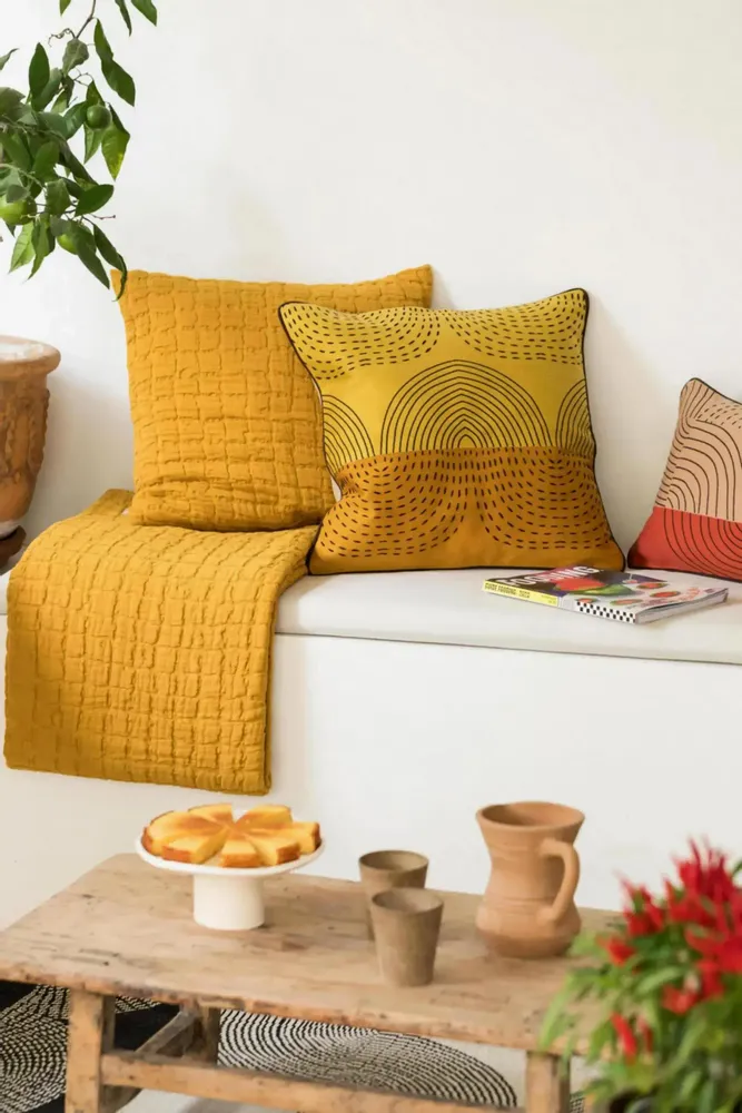 Cushions - Embroidered Cushion Etna Mirabelle 45 X 45 - MAISON VIVARAISE - SDE VIVARAISE WINKLER