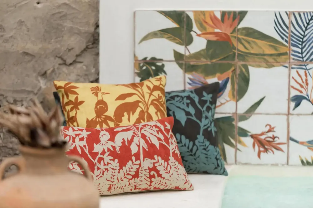 Cushions - Embroidered Cushion Raki Carbone 40 X 65 - MAISON VIVARAISE - SDE VIVARAISE WINKLER