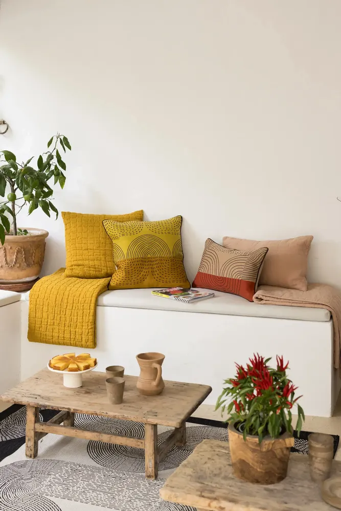 Bed linens - Swami Bed Throw Safran 240 X 260 - MAISON VIVARAISE - SDE VIVARAISE WINKLER