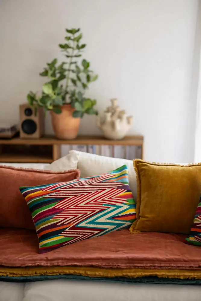 Cushions - Embroidered Cushion Zuma Multico 40 X 65 - MAISON VIVARAISE - SDE VIVARAISE WINKLER