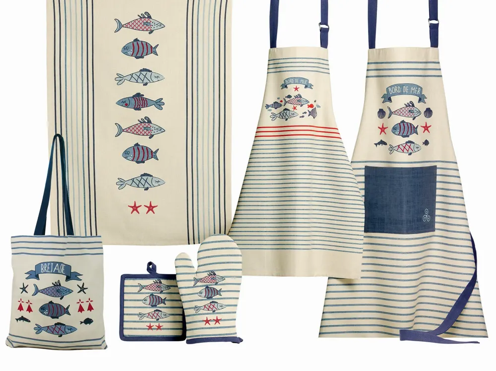 Aprons - New Pesk Kitchen Apron Bleu 72 X 85 - MAISON VIVARAISE - SDE VIVARAISE WINKLER