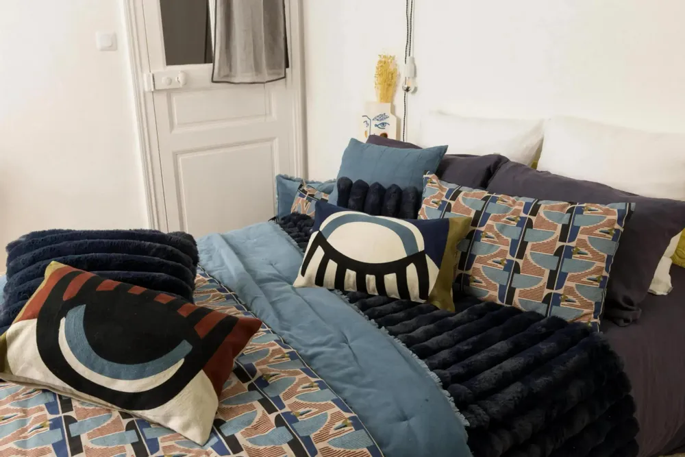 Throw blankets - Alice Throw Blanket Marine 130 X 160 - MAISON VIVARAISE - SDE VIVARAISE WINKLER