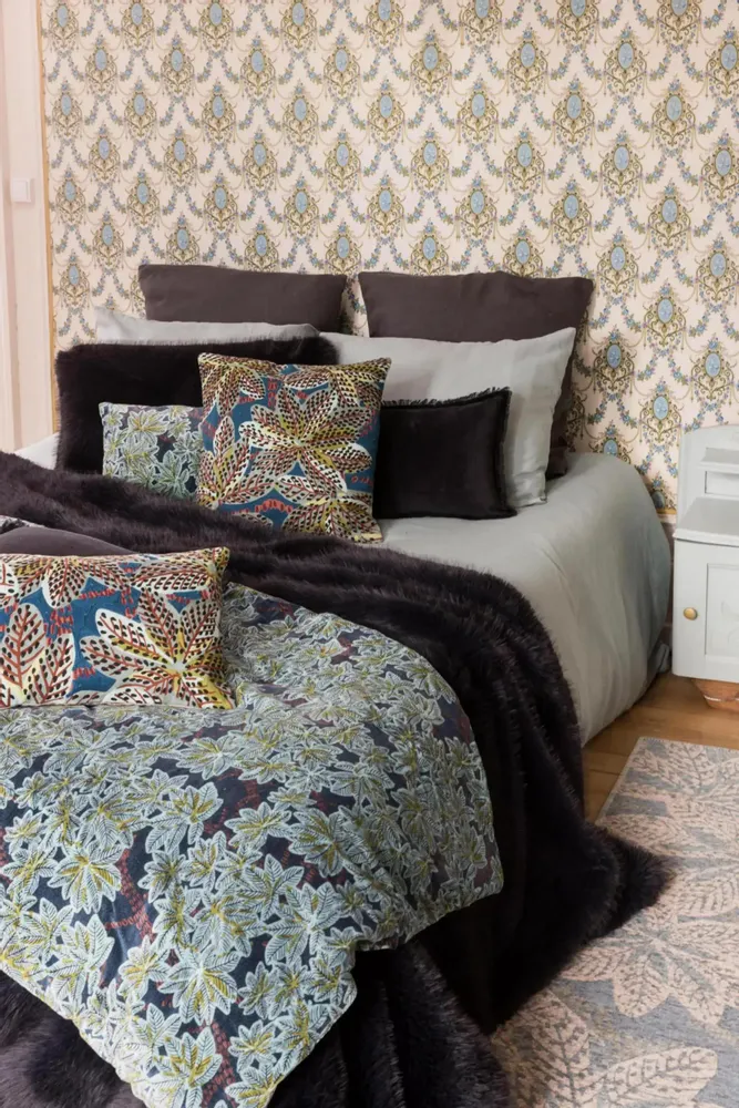 Plaids - Plaid imprimé Ariane Pétrole 135 x 200 - MAISON VIVARAISE - SDE VIVARAISE WINKLER