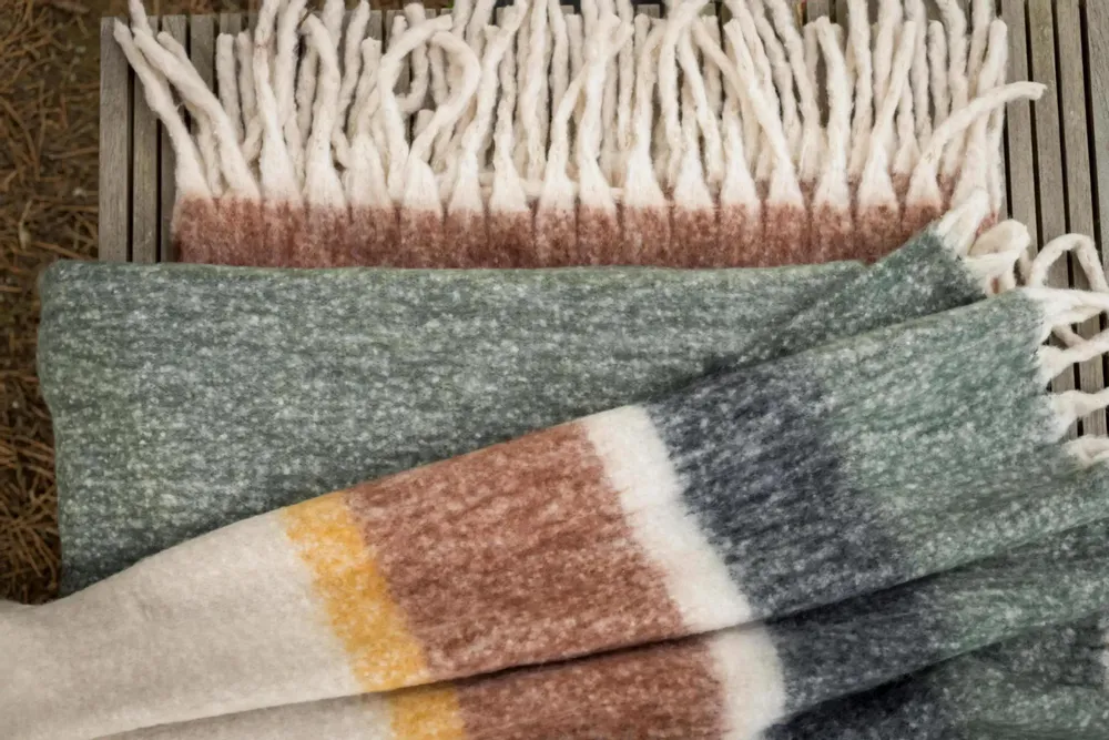 Throw blankets - Isabel Recycled Plain Throw Olive 130 X 160 - MAISON VIVARAISE - SDE VIVARAISE WINKLER