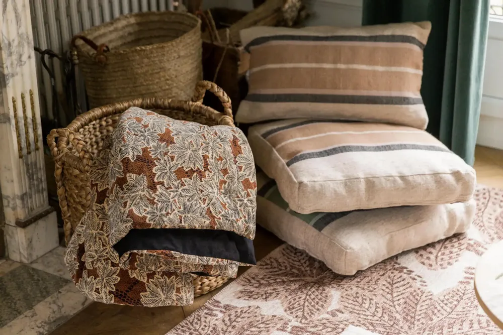 Cushions - Gatsby Floor Cushion Sienne 55 X 55 X 10 - MAISON VIVARAISE - SDE VIVARAISE WINKLER