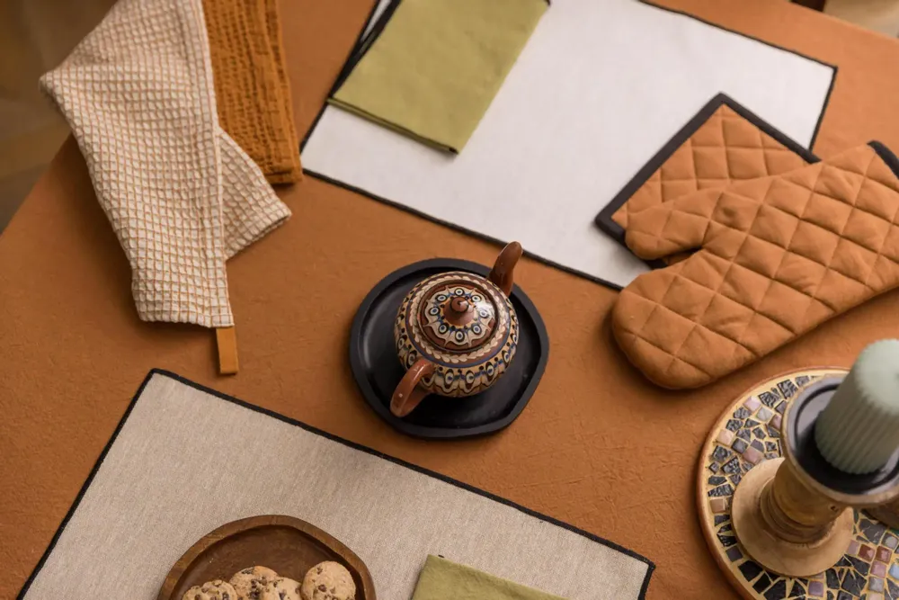 Nappes - Nappe recyclée Grace Caramel 140 x 250 - MAISON VIVARAISE - SDE VIVARAISE WINKLER