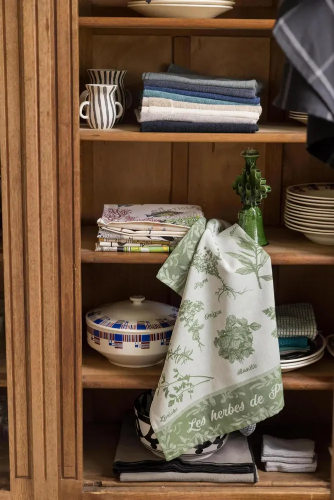 Dish towels - Jacquard Tea Towel Herbes de Provence Vert 50 X 70 - MAISON VIVARAISE - SDE VIVARAISE WINKLER