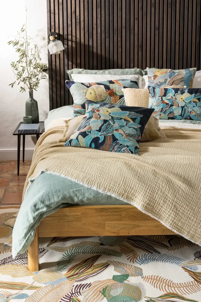 Cushions - Embroidered Cushion Dori Marine 45 X 45 - MAISON VIVARAISE - SDE VIVARAISE WINKLER