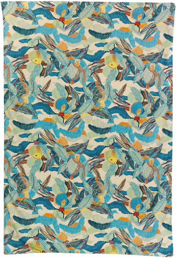 Throw blankets - Dori Printed Throw Blanket Lagon 135 X 200 - MAISON VIVARAISE - SDE VIVARAISE WINKLER