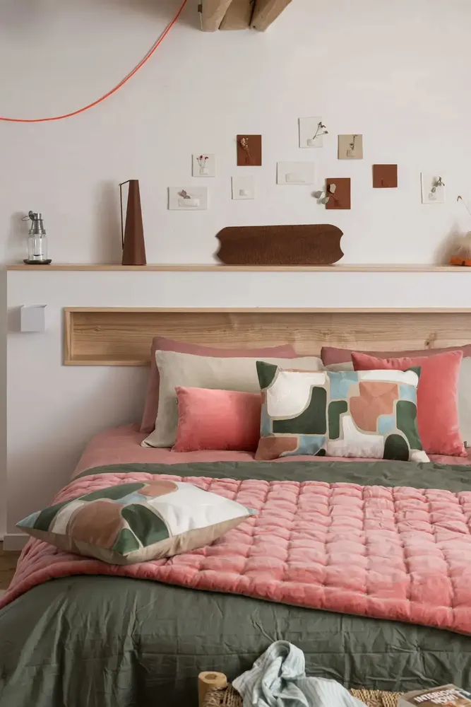 Linge de lit - Chemin de lit uni Elise Pêche 90 x 240 - MAISON VIVARAISE - SDE VIVARAISE WINKLER