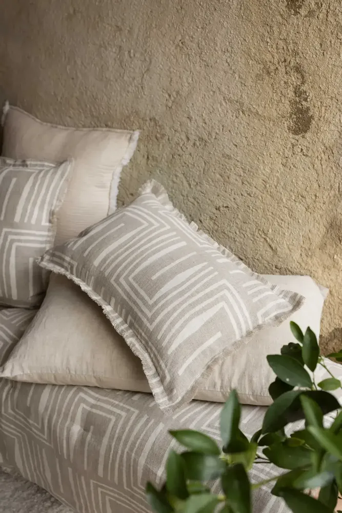 Cushions - Tina Printed Cushion Naturel 30 X 50 - MAISON VIVARAISE - SDE VIVARAISE WINKLER