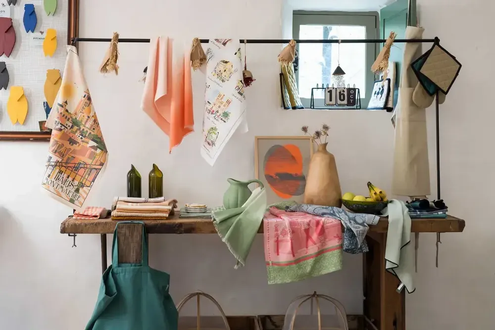 Dish towels - Recycled Tie&Dye Tea Towel Cactus 50 X 70 - MAISON VIVARAISE - SDE VIVARAISE WINKLER