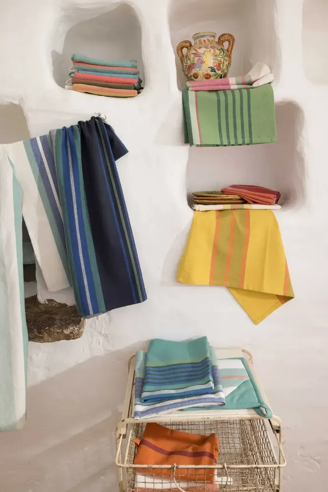 Dish towels - Yuna Recycled Tea Towel Curry/Naturel 50 X 70 - MAISON VIVARAISE - SDE VIVARAISE WINKLER