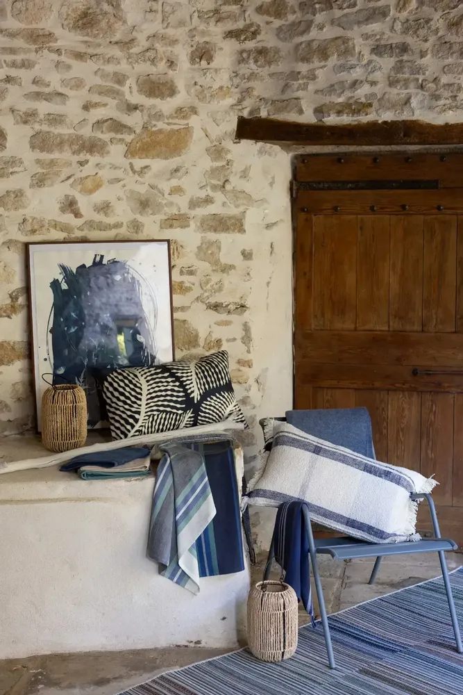 Dish towels - Yuna Recycled Dish Towel Marine/Naturel 50 X 70 - MAISON VIVARAISE - SDE VIVARAISE WINKLER