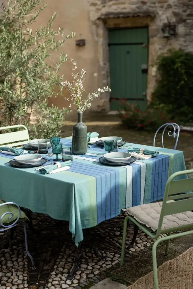 Nappes - Nappe recyclée Yuna Paon 170 x 250 - MAISON VIVARAISE - SDE VIVARAISE WINKLER