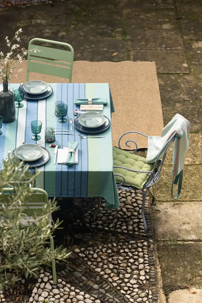 Tabliers de cuisine - Tablier de cuisine recyclé Yuna avec poche Vert eau 72 x 85 - MAISON VIVARAISE - SDE VIVARAISE WINKLER