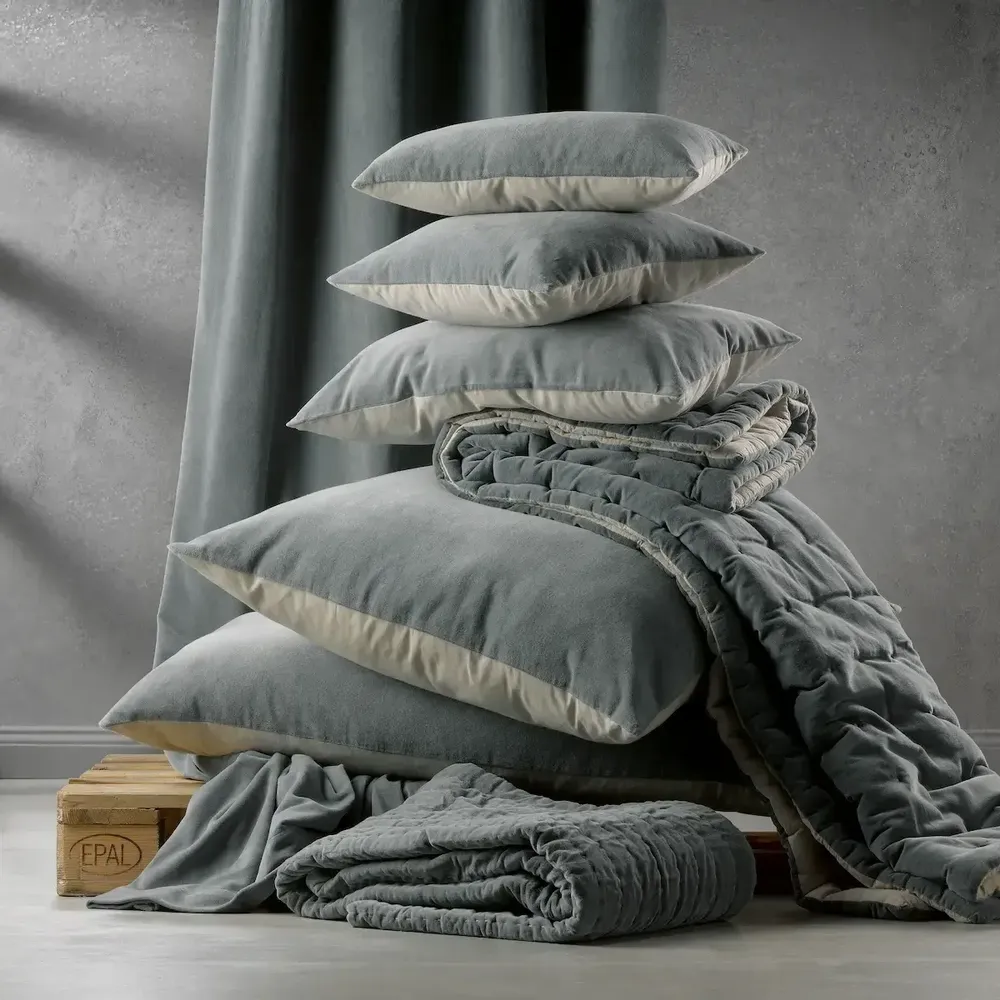 Linge de lit - Chemin de lit uni Elise Cobalt 90 X 240 - MAISON VIVARAISE - SDE VIVARAISE WINKLER