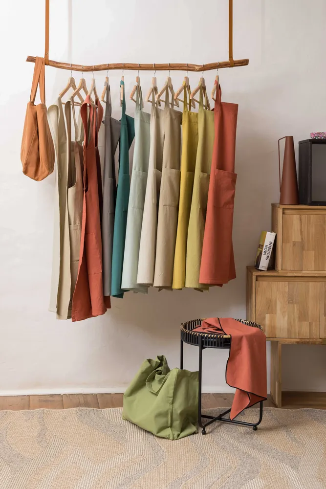 Tabliers de cuisine - Tablier de cuisine recyclé Ada Céladon 72 x 85 - MAISON VIVARAISE - SDE VIVARAISE WINKLER