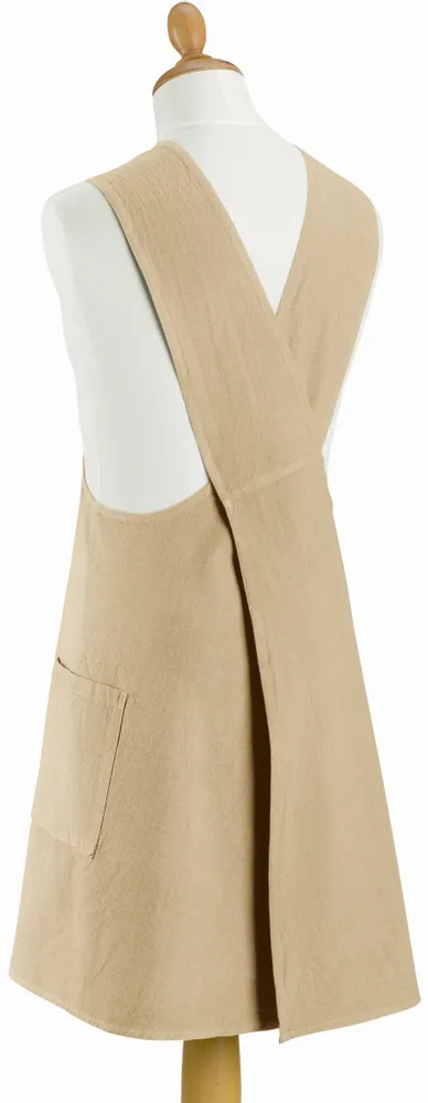 Tabliers de cuisine - Tablier de cuisine japonais recyclé Haru Camel 78 x 100 - MAISON VIVARAISE - SDE VIVARAISE WINKLER