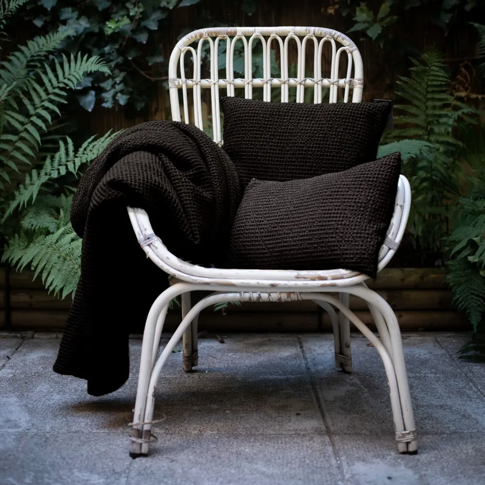 Linge de lit - Jeté de lit Maïa carbone 240 x 260 - MAISON VIVARAISE - SDE VIVARAISE WINKLER