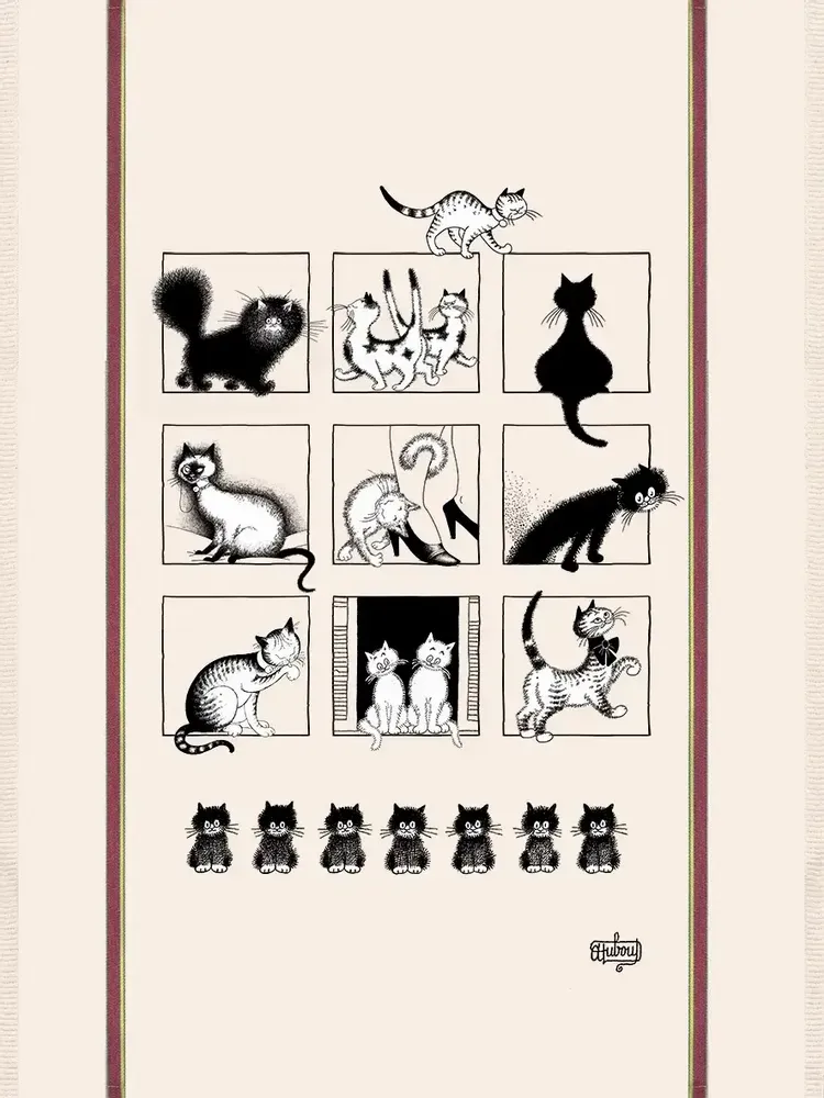 Dish towels - Large tea towel Dubout Galerie de chats Écru 60 X 80 - MAISON VIVARAISE - SDE VIVARAISE WINKLER