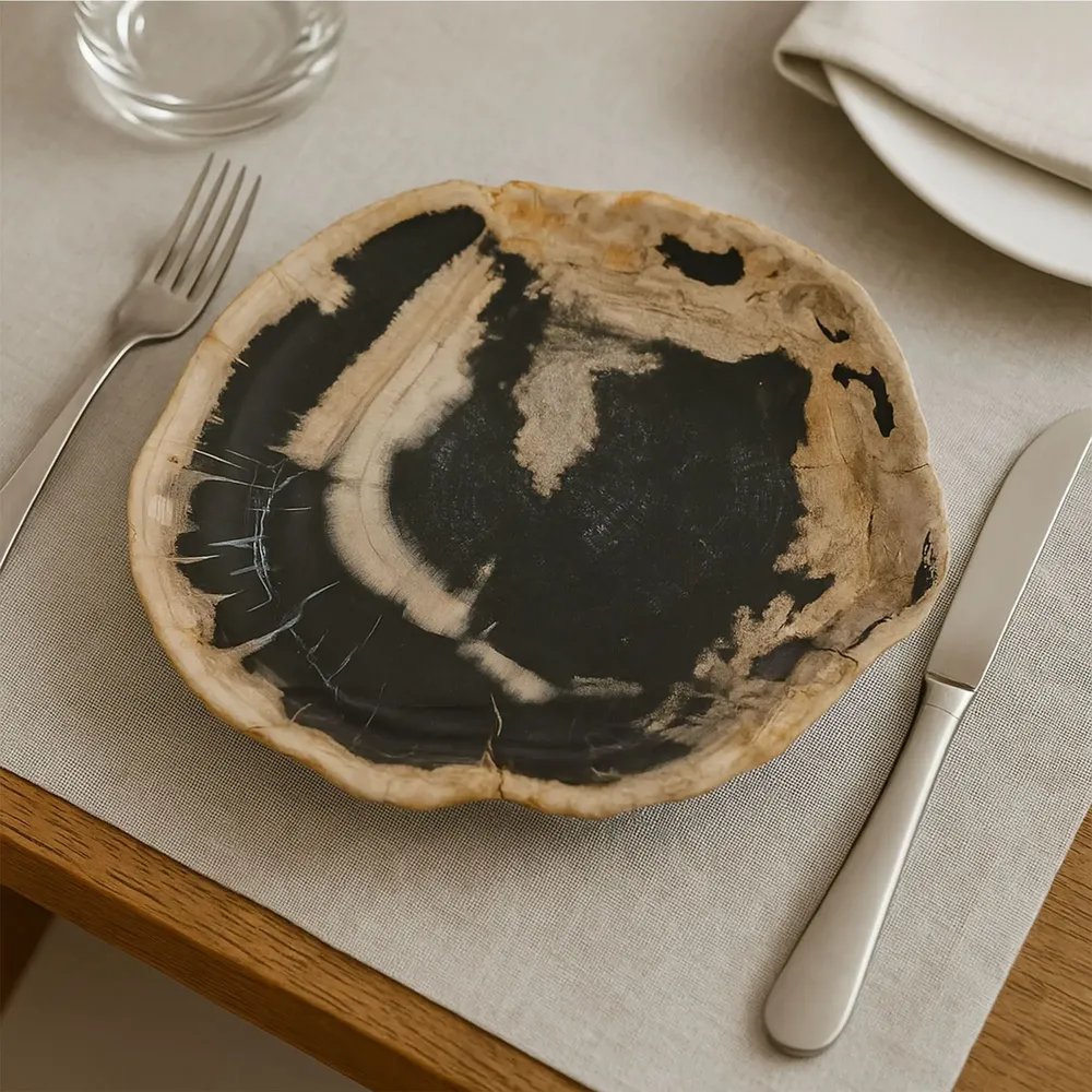 Platter and bowls - Petrified Wood Plates - XYLEIA PETRIFIED WOOD
