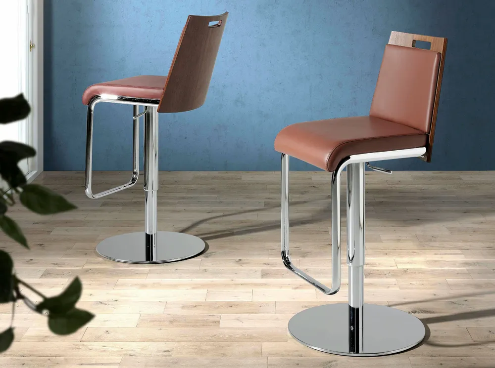 Stools - Adjustable brown eco-leather stool - ANGEL CERDÁ