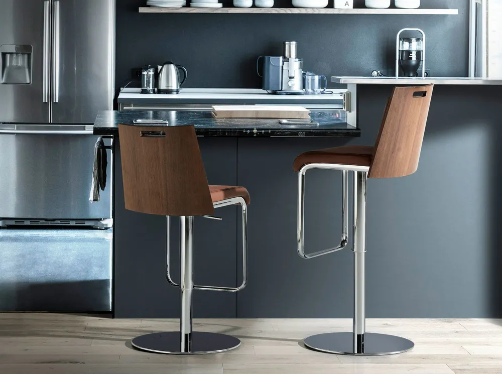 Stools - Adjustable brown eco-leather stool - ANGEL CERDÁ