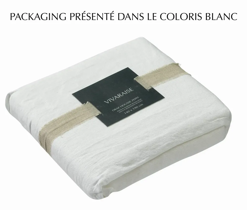 Bed linens - Zeff Fitted Sheet Blanc 140 X 190 X 30 - MAISON VIVARAISE - SDE VIVARAISE WINKLER